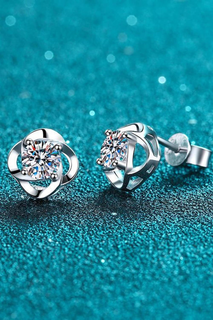 It's Your Day Moissanite Rhodium-Plated Stud Earrings - Trendha