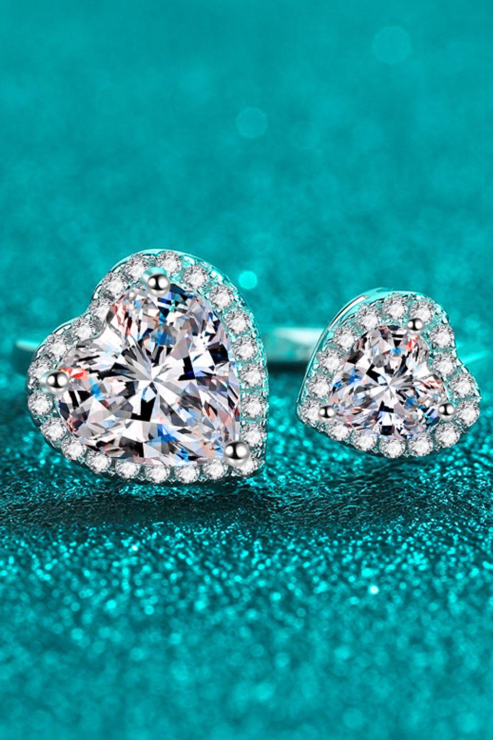 Heart-Shape Moissanite Open Ring - Trendha