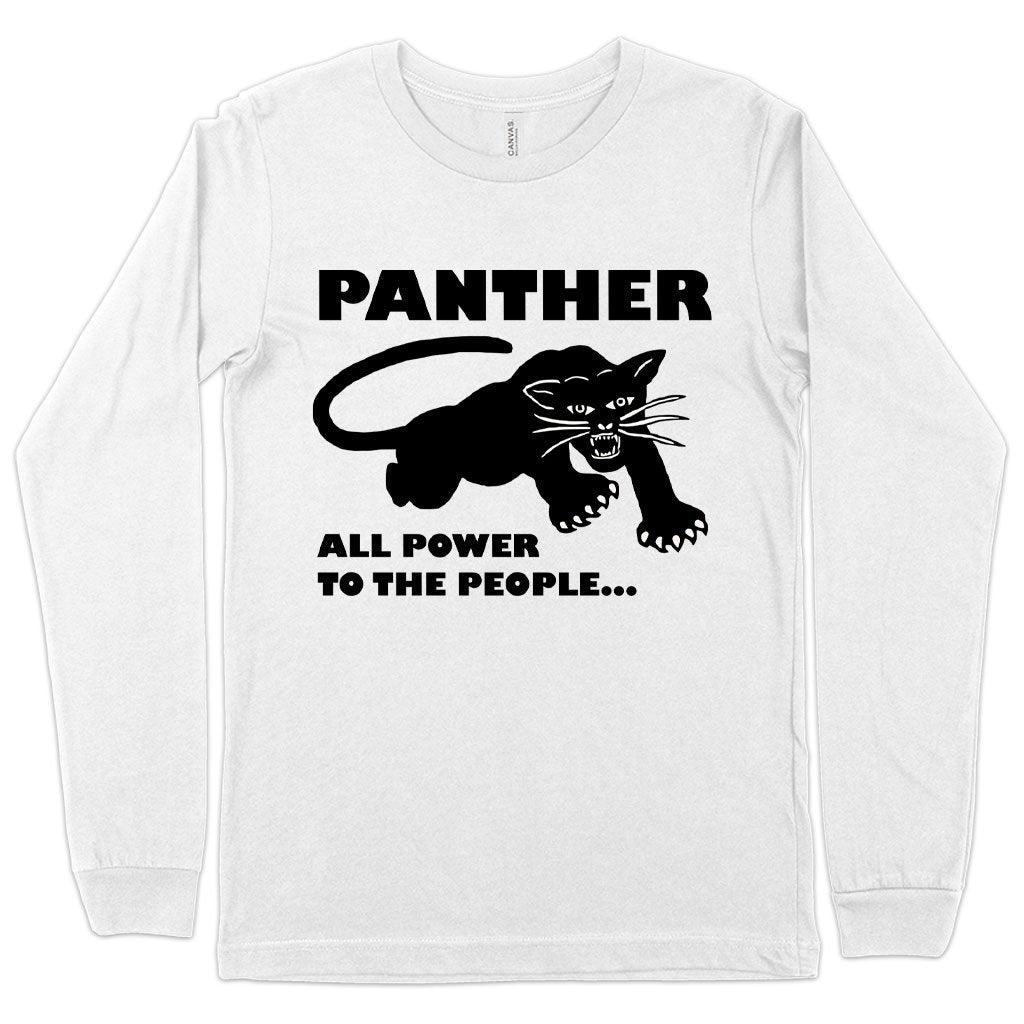 All Power to the People Long Sleeve T-Shirt - Black Panther Men's T-Shirt - Panther Graphic Tee Shirt - Trendha
