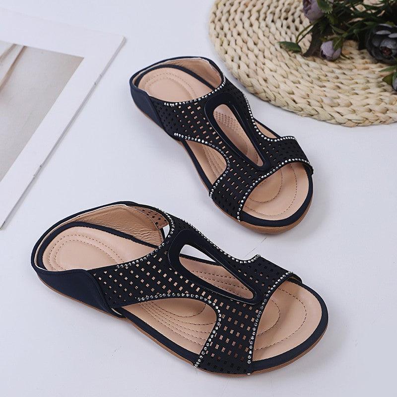 Fashion Rhinestone Hollow Large Size Casual Slippers - Trendha