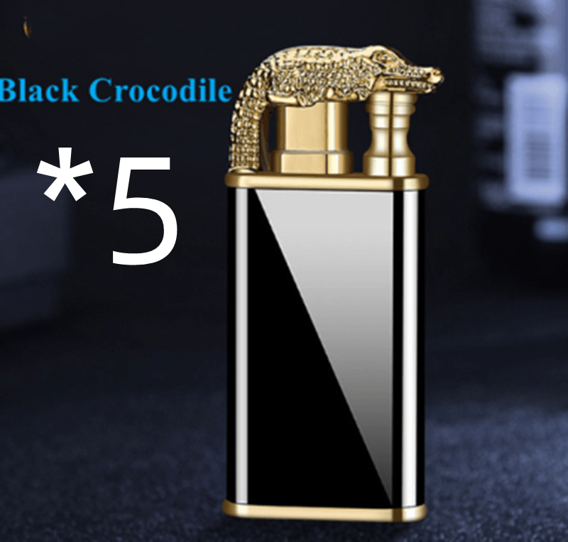 Creative Blue Flame Lighter Dolphin Dragon Tiger Double Fire Metal Winproof Lighter Inflatable Lighter - Trendha