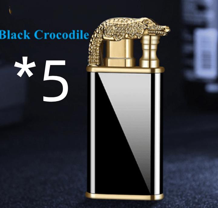 Creative Blue Flame Lighter Dolphin Dragon Tiger Double Fire Metal Winproof Lighter Inflatable Lighter - Trendha