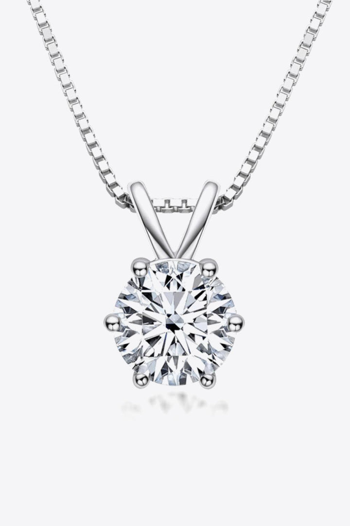 925 Sterling Silver 1 Carat Moissanite Pendant Necklace - Trendha