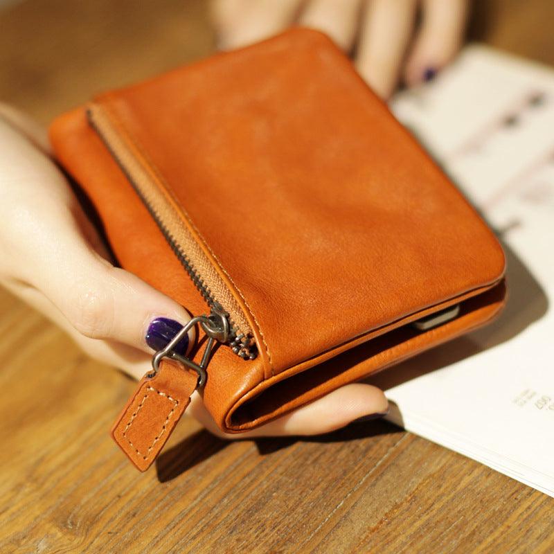 Retro Ultrathin Twofold Simple Short Drivers License Driving License One Mens And Womens Leather Wallet