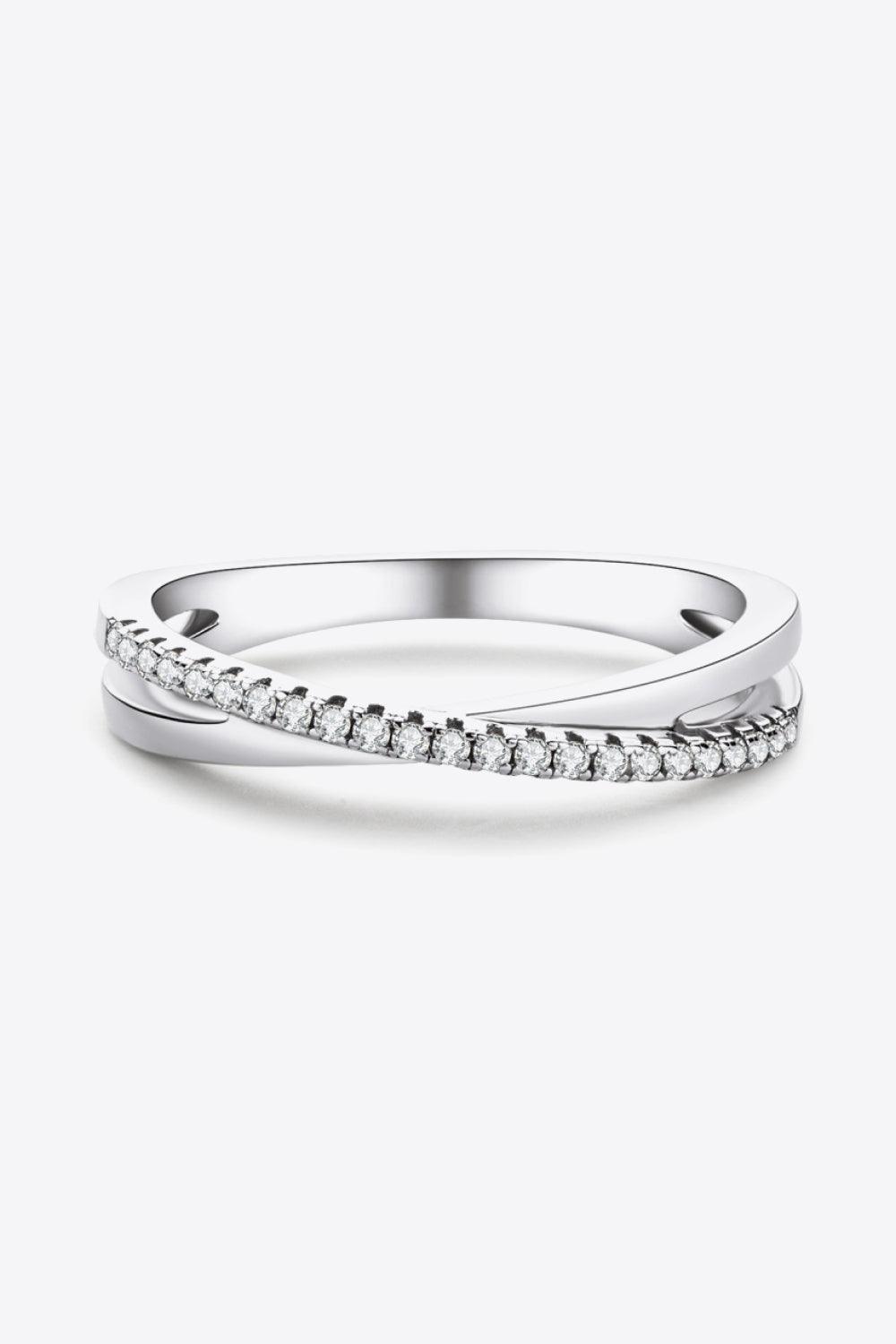 925 Sterling Silver Crisscross Moissanite Ring - Trendha