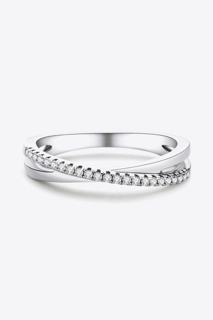 925 Sterling Silver Crisscross Moissanite Ring - Trendha