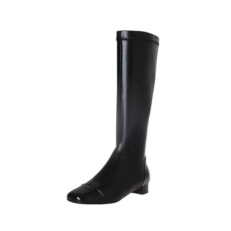 Colorblock Low Heel Dongdaemun Casual All-match Square Toe Boots Women - Trendha