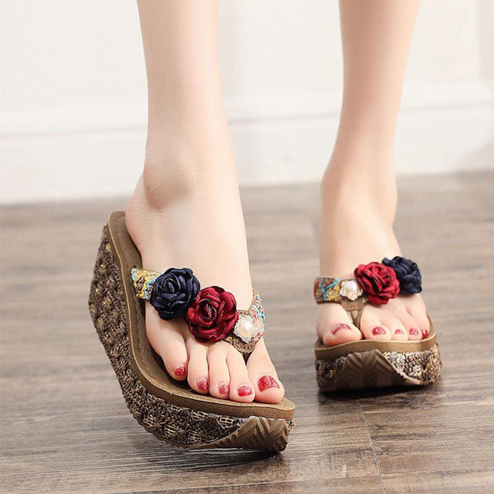 Bohemian Ladies Beach Shoes Platform Flip Flops - Trendha