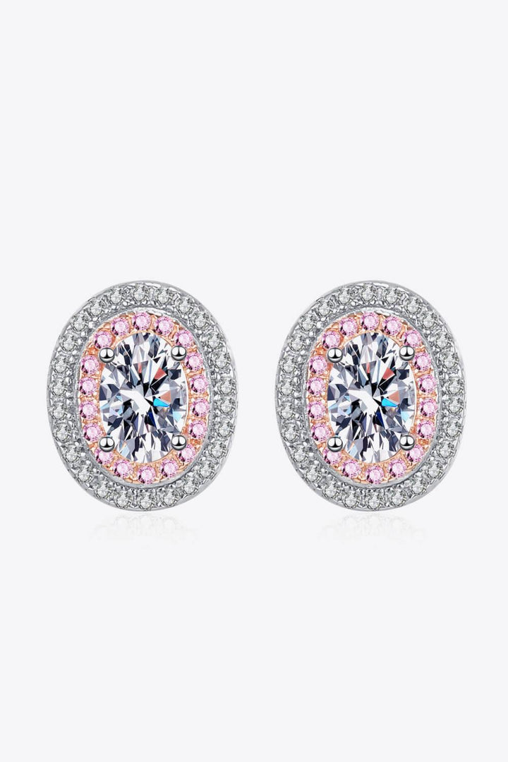 Platinum-Plated Moissanite Stud Earrings - Trendha