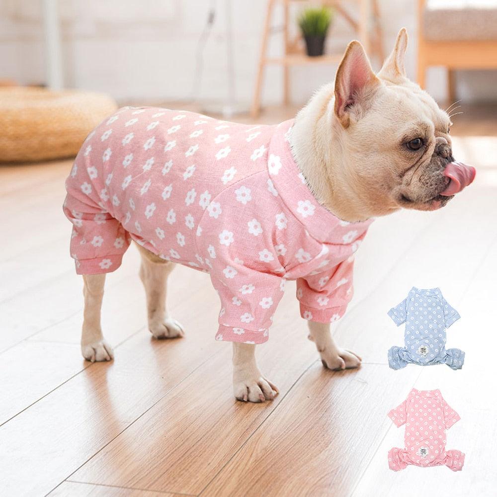 Floral Blue / Pink Cotton Dog Jumpsuit
