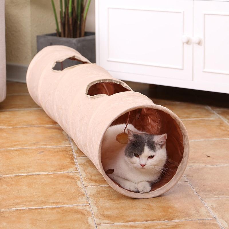 Foldable Long Tunnel with Ball Toy for Cats