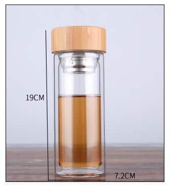 Glass Water Bottle with Tea Infuser and Bamboo Lid - Trendha