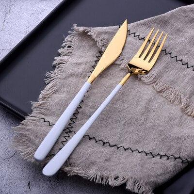 Gold / Silver Portable Steel Tableware Set - Trendha