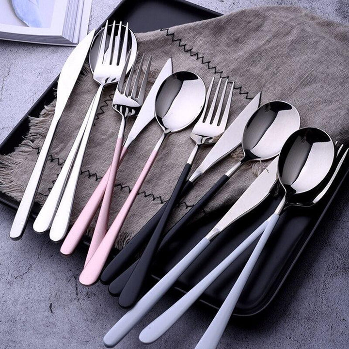 Gold / Silver Portable Steel Tableware Set - Trendha