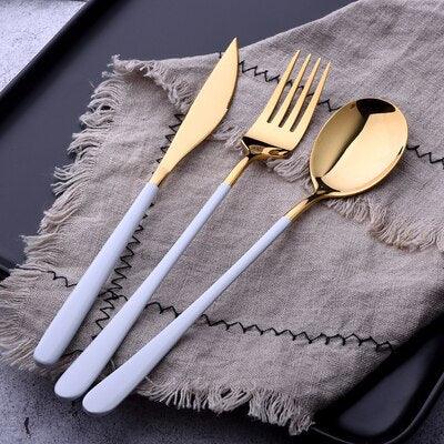 Gold / Silver Portable Steel Tableware Set - Trendha