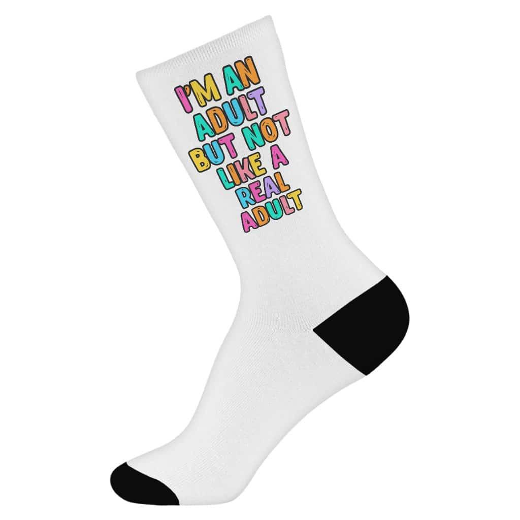 I'm an Adult Socks - Colorful Novelty Socks - Printed Crew Socks - Trendha