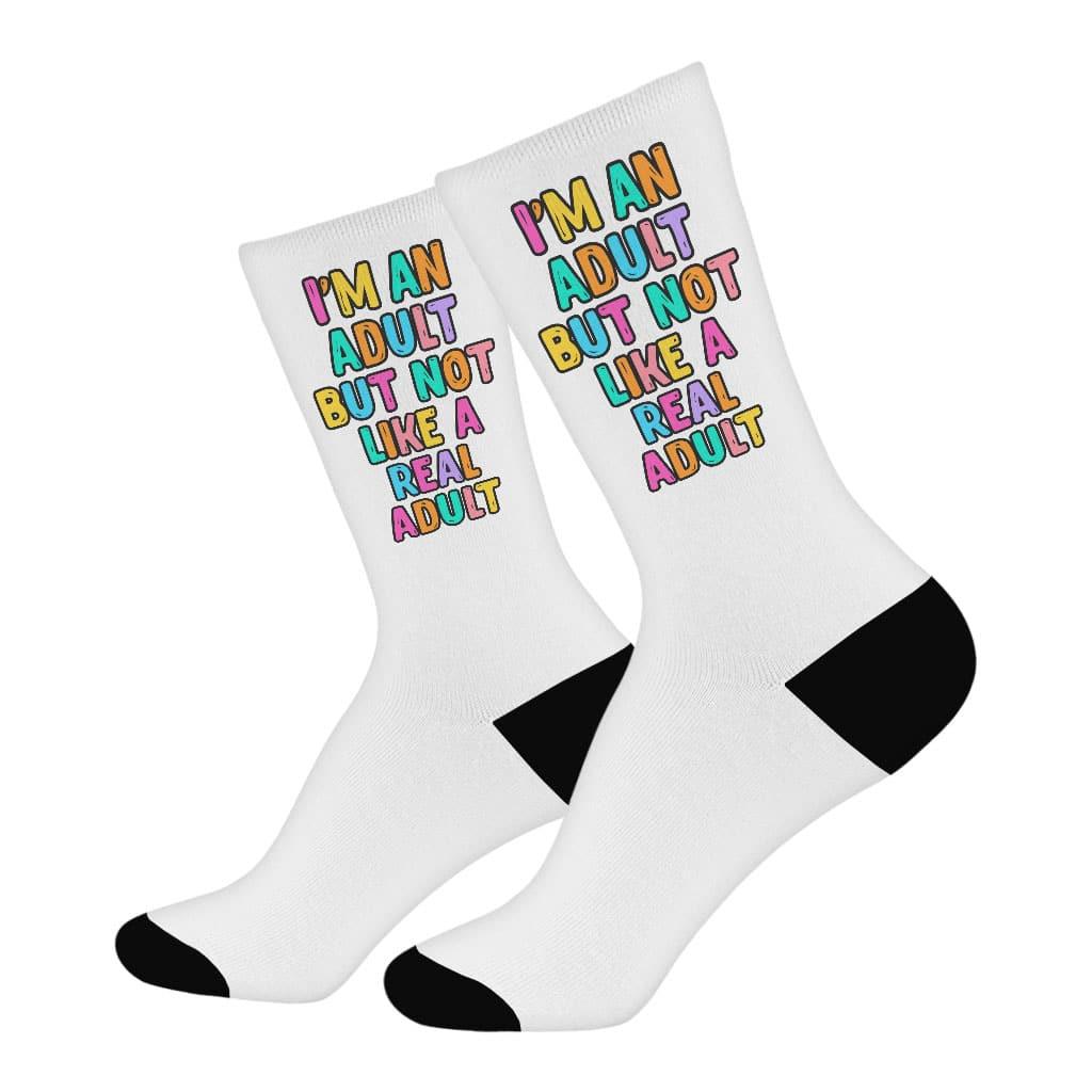 I'm an Adult Socks - Colorful Novelty Socks - Printed Crew Socks - Trendha
