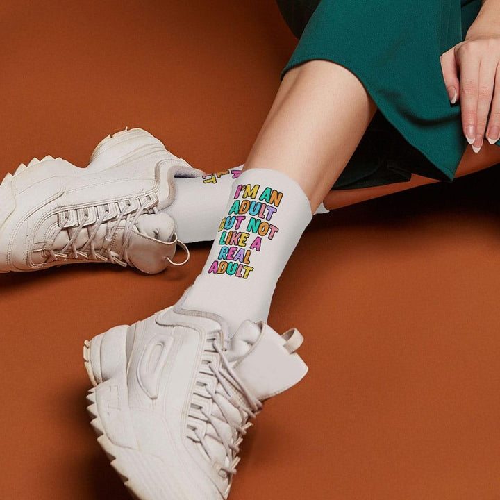 I'm an Adult Socks - Colorful Novelty Socks - Printed Crew Socks - Trendha