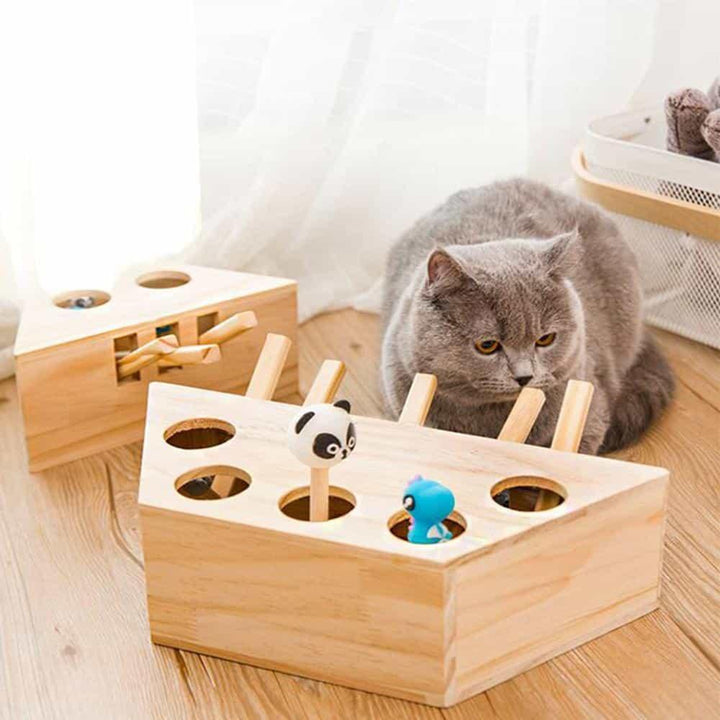 Interactive Wooden Cat Popping Toy - Trendha