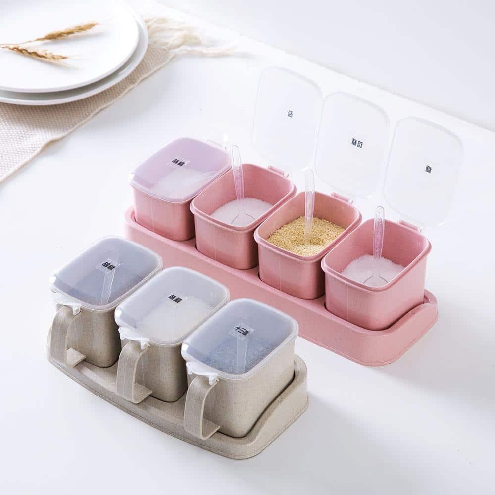 Kitchen Wheat Straw Salt / Pepper Jars Set