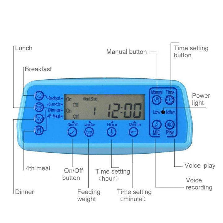 LCD Screen Automatic Pet Feeder with Voice Record - Trendha