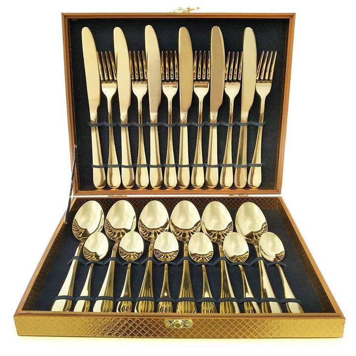 Luxury Golden Stainless Steel Cutlery Set - Trendha