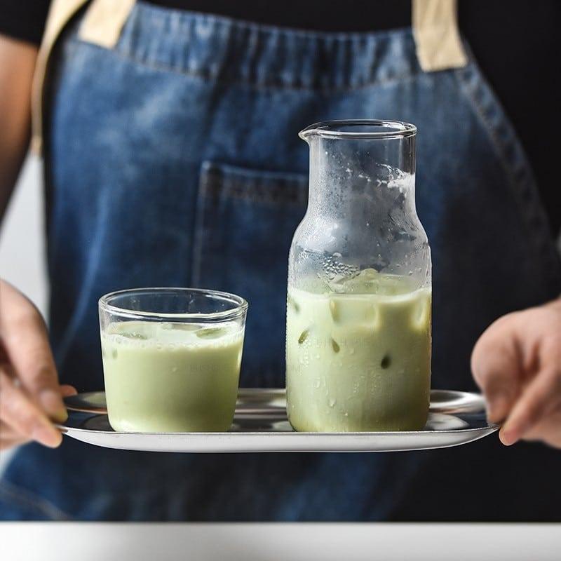 Mini Glass Water Bottle with Cup - Trendha