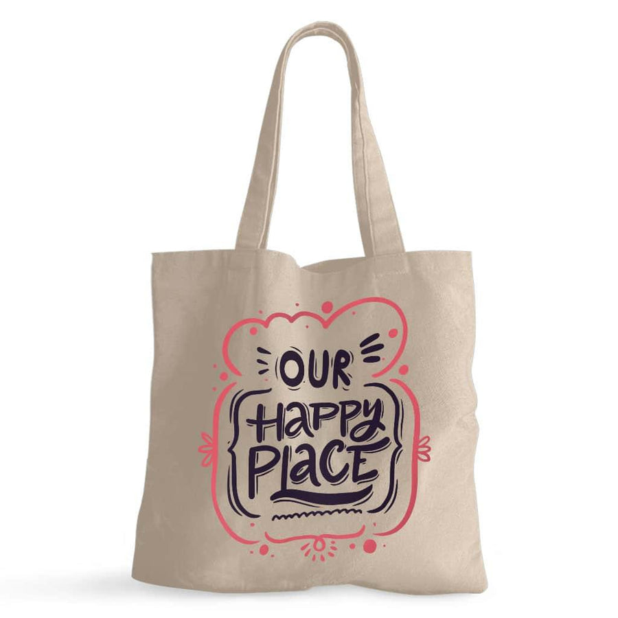 Our Happy Place Small Tote Bag - Themed Shopping Bag - Cool Design Tote Bag - Trendha