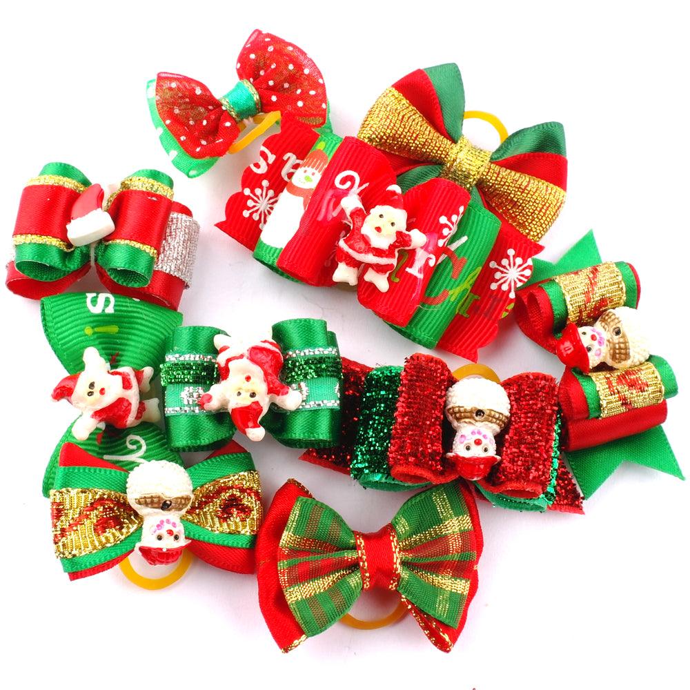 Pet Glitter Christmas Hair Bows 20 Pcs Set