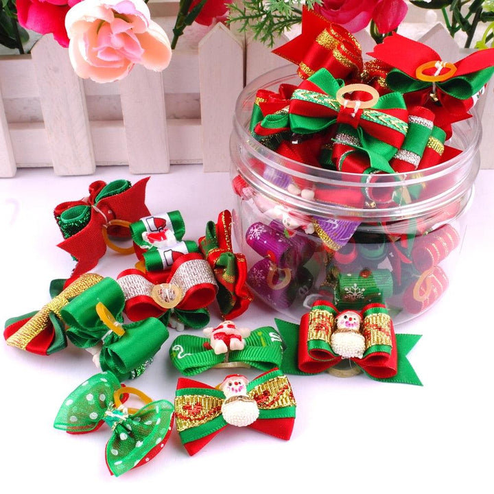 Pet Glitter Christmas Hair Bows 20 Pcs Set - Trendha