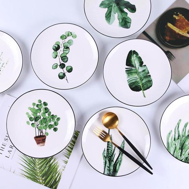 Plant Print Ceramic Food Tray
