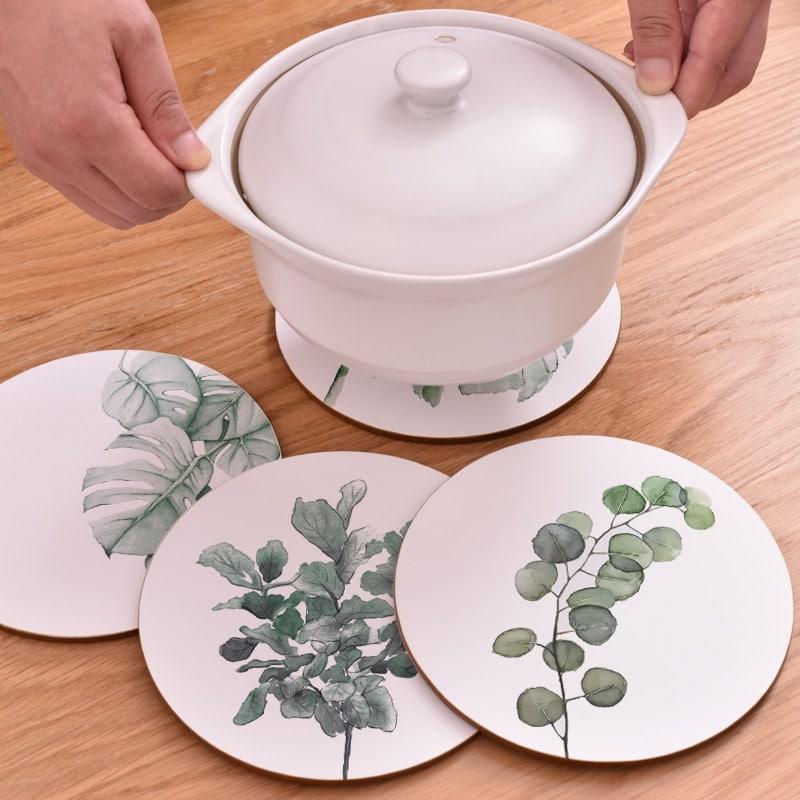 Plant Print Round Coaster