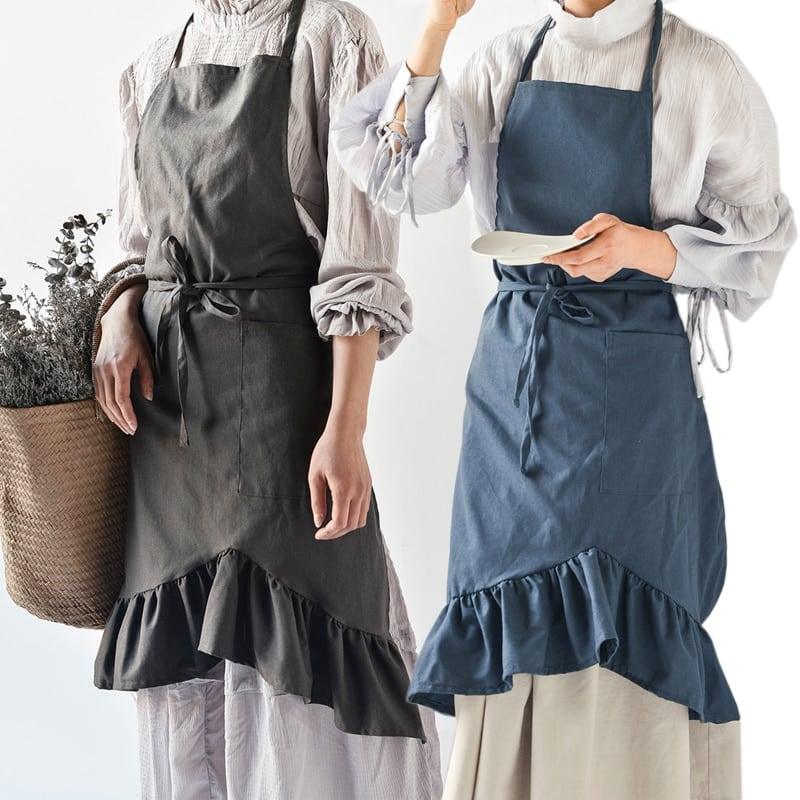 Ruffled Cotton Apron for Women - Trendha
