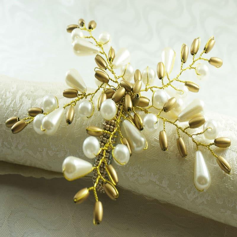 Pearl-Style Branch Napkin Ring Set