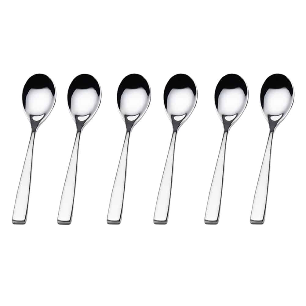 Set of Six Metal Coffee Spoons in Silver
