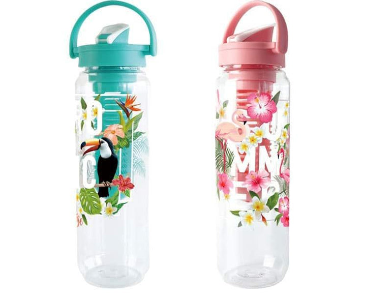 Tropical Patterned Water Bottle with Fruit Infuser - Trendha