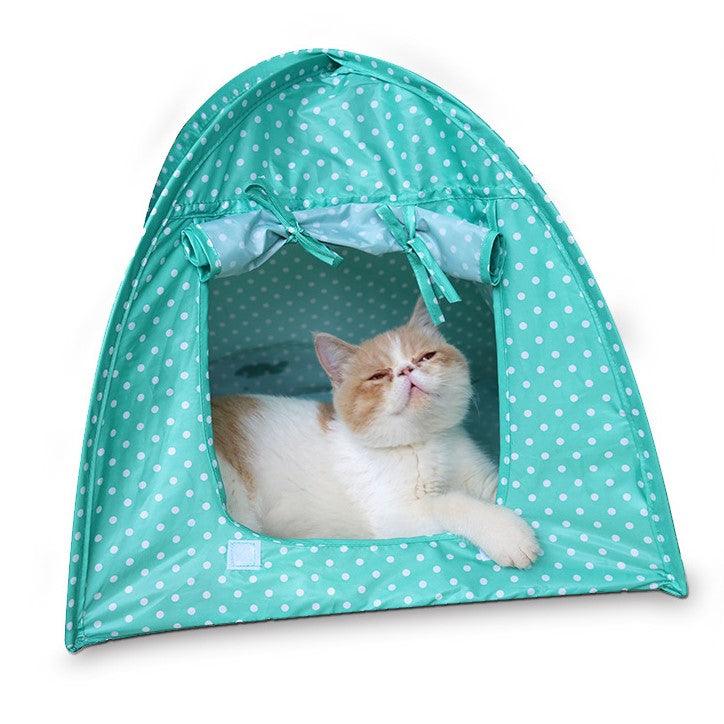 Waterproof Cat Outdoor House with Polka Dot Print