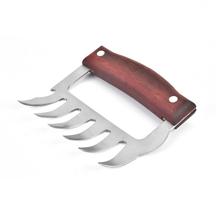 Stainless Steel Meat Claw with Wooden Handle for BBQ