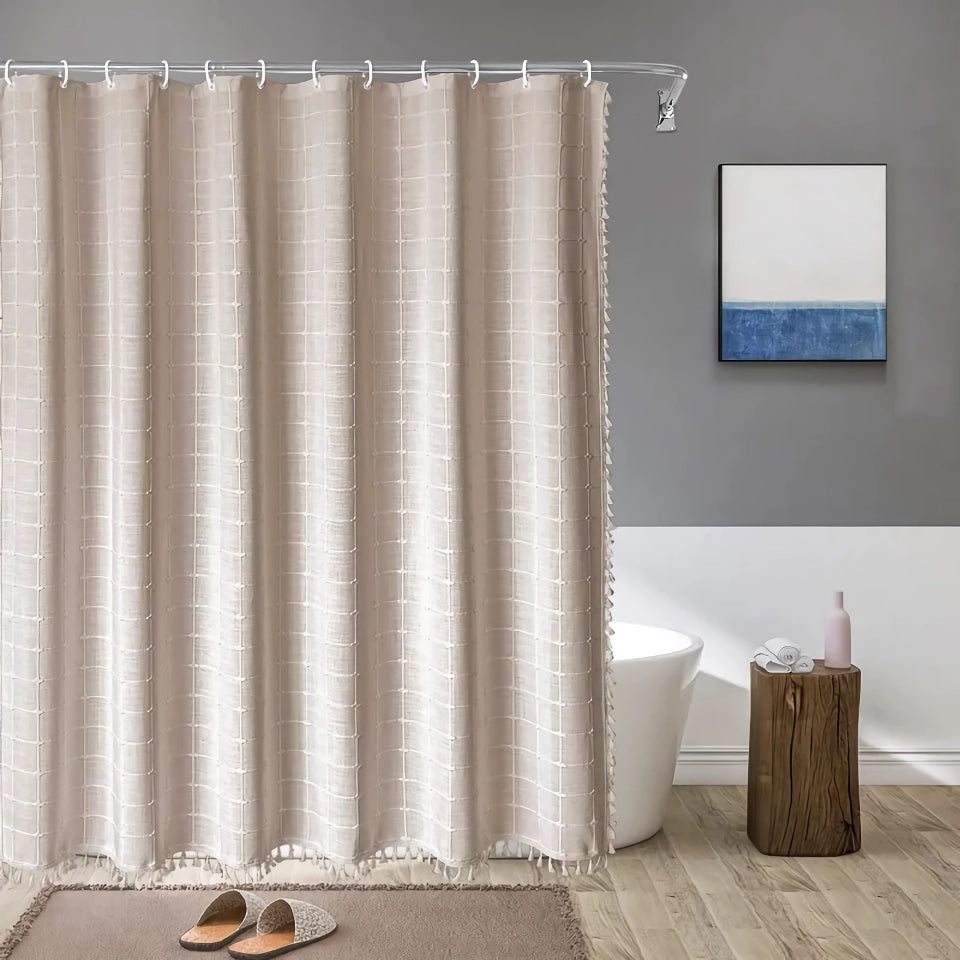 Luxury Waterproof Thick Imitation Linen Shower Curtain