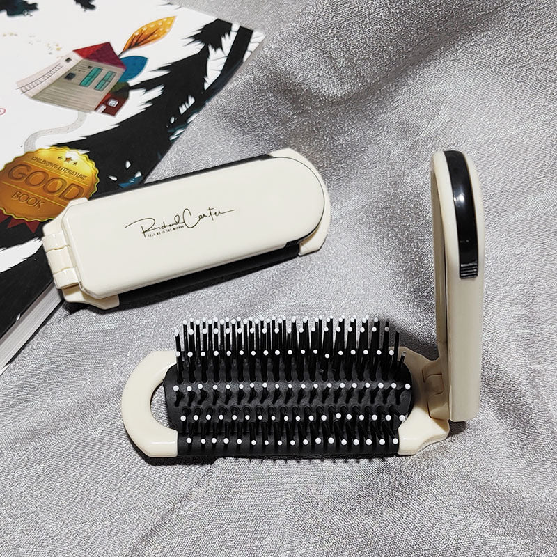 Portable Foldable Hair Brush with Mirror