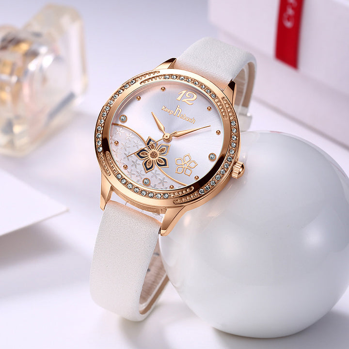 Simple And  Flower Waterproof Watch Women's Trendy Watch