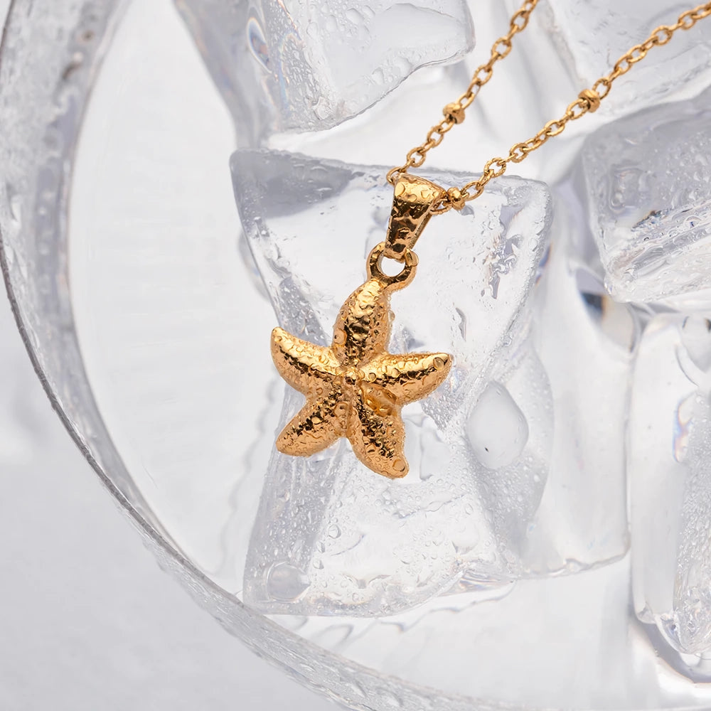 18k Gold Plated Seaside Starfish Pendant Necklace