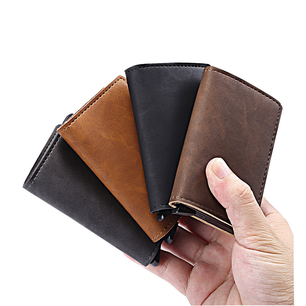 RIFD Security And Anti-theft Automatic Leather Card Case