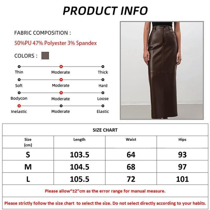 Elegant Ankle-Length Faux Leather Skirt for Women