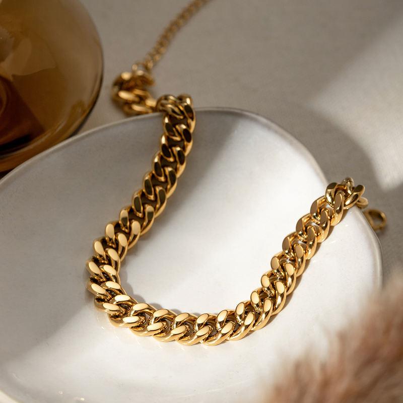 18K Gold Plated Stainless Steel Anklet with Thick Chain