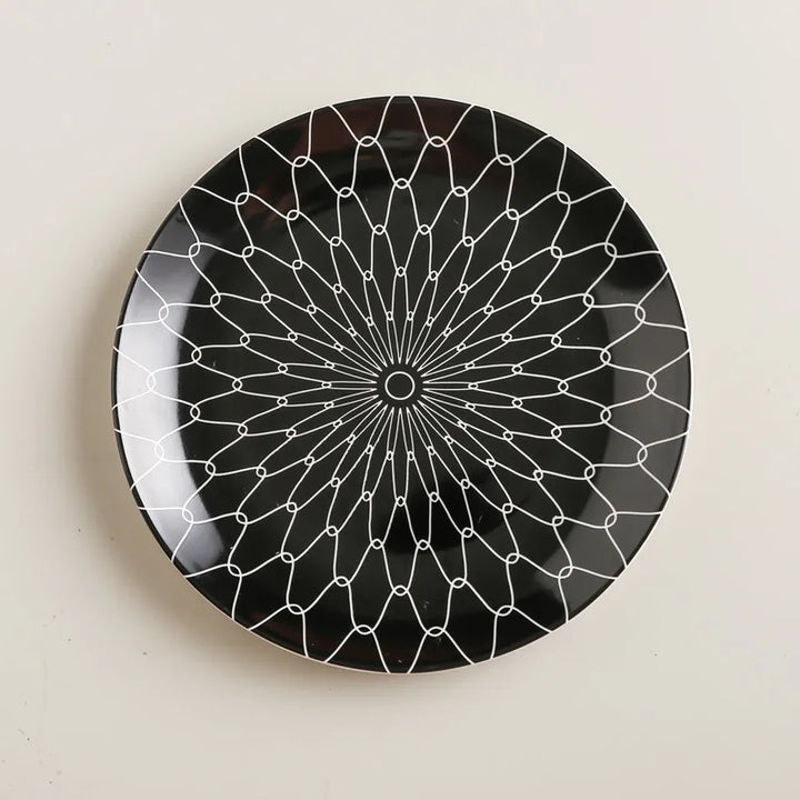 Geometric Pattern Ceramic Dinner Plate Set