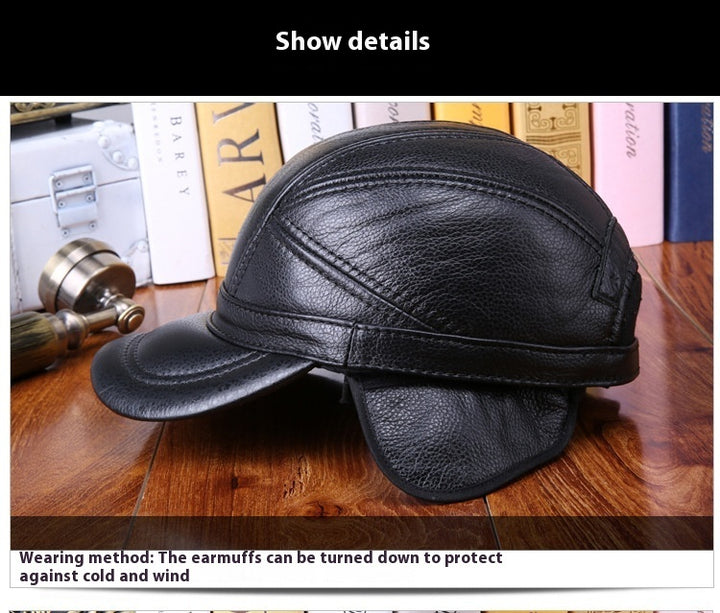 Outdoor Clip Cotton Tape Ear Protection Leather Hat