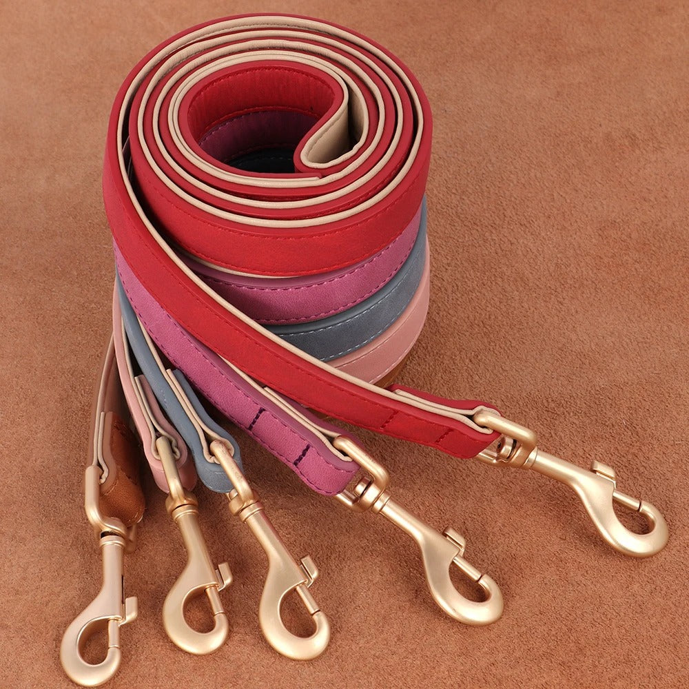 Soft Padded Leather Dog Leash - 120cm for Training and Walking