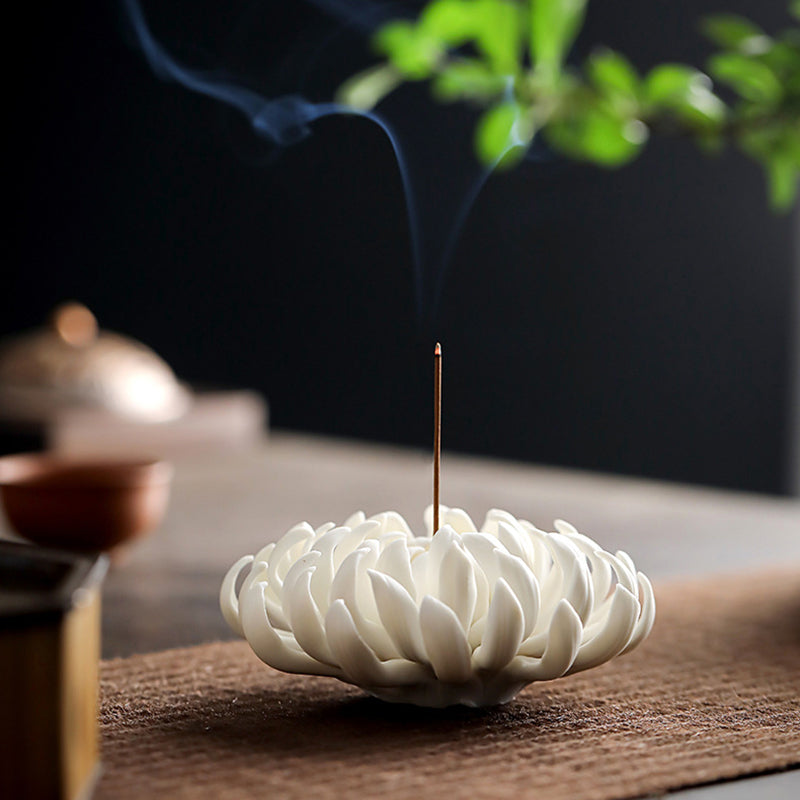 Chrysanthemum Ceramic Incense Burner