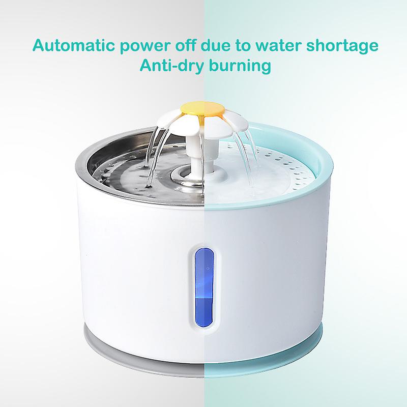 2.4L LED-Lit Automatic Cat Water Fountain with Stainless Steel & Activated Carbon Filter